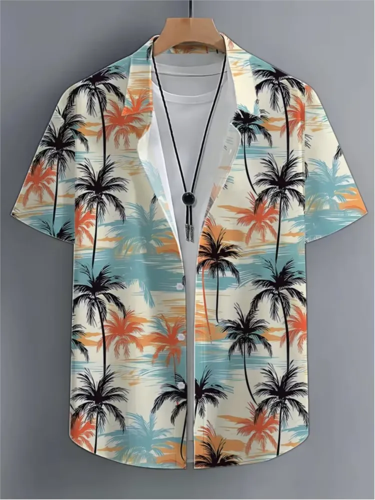 Menswear Clothing Printed Short Sleeves Men's Shirts All-match Shirt Casual Tops Color Colorful Simple Style Loose Fashion Beach