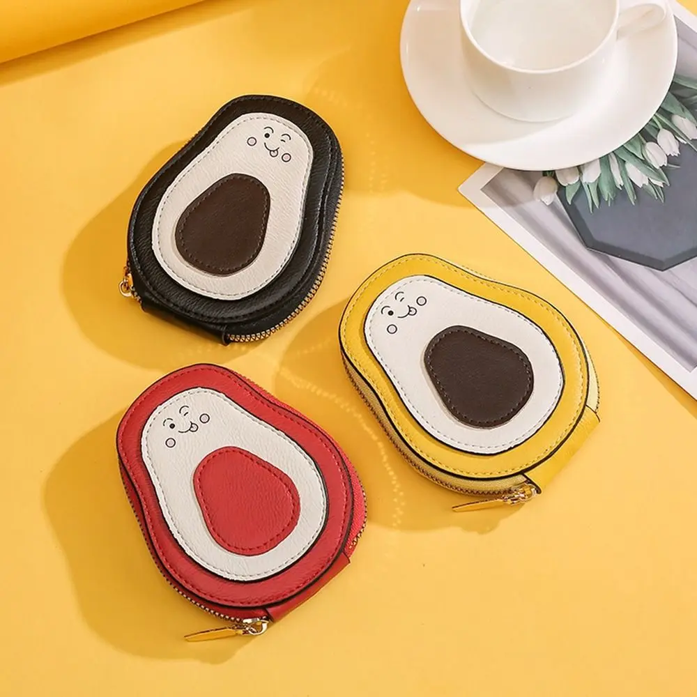 

Portable Zipper PU Leather Purse Multiple Card Slots Korean Style Card Holder Card Storage Bag Cute Avocado Wallet Women