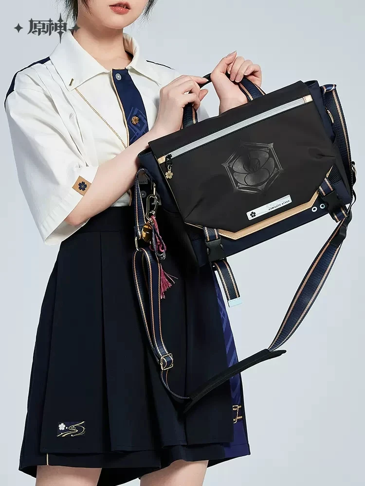 [Genuine] Kamisato Ayaka Cosplay Fashion Backpack Anime Game Genshin Impact Topics Crossbody Bag Costume Accessories Halloween