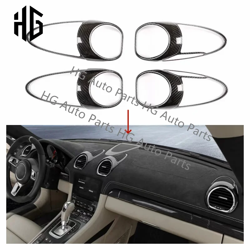 3K Twill Weave Carbon Fiber Car Interior Air Conditioning Tuyere Decoration Air Vent Intake Strip For Porsche Boxster Cayman 718