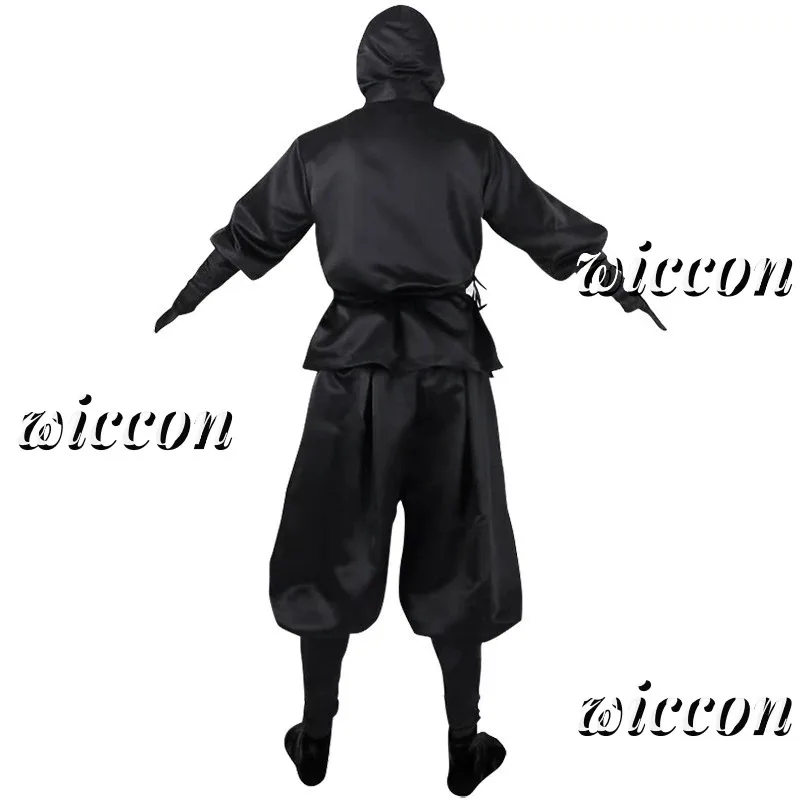 اليابانية النينجا تأثيري حلي الكبار الساموراي الخيال كيمونو مقنعين الأسود الزي الرسمي هالوين كرنفال حفلة البدلة