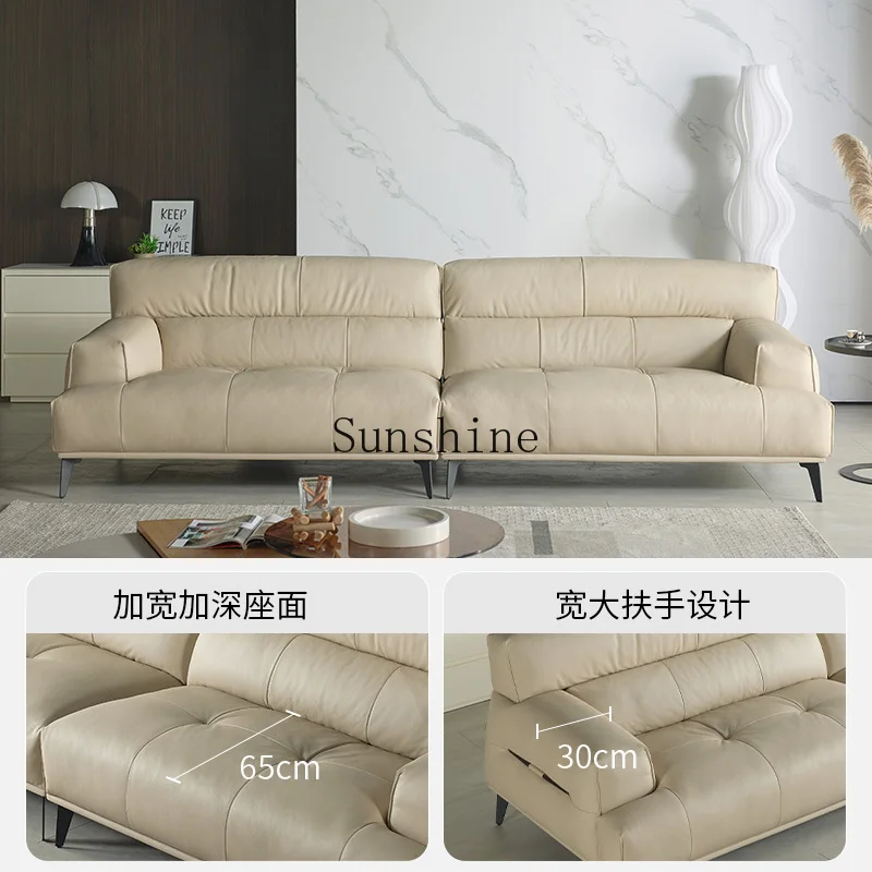 Simple and modern first-layer cowhide wide sitting deep sofa