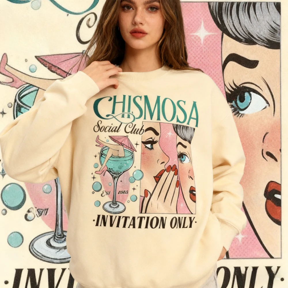 

Chismosa Одежда для социального клуба Latina Chisme Clipart Топы Мексиканская мода Женский пуловер Модная мексиканская уличная одежда Cafecito