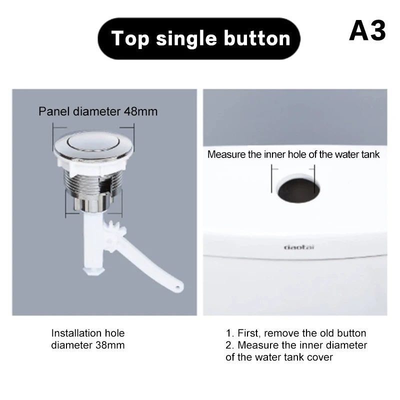 1PC Front/Side/Top Mount Water Tank Trip Lever Handle Side Button Switch For Toilet Seat Water Tank Push Button Toilet Flush Kit