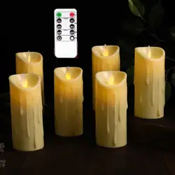 1/3/6 PCS Remote Control Religious Church LED Candles,12.5 cm/5 Inch height Votive Plastic Pillar Candles Tear Drop