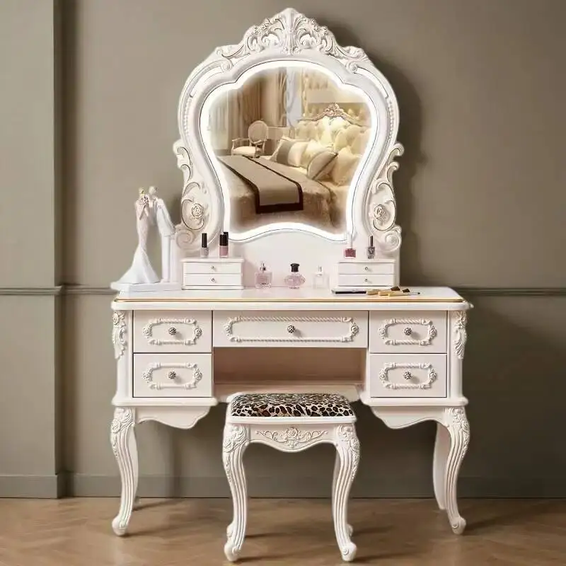 Makeup Dressing Vanity Table Dressers for Bedroom Makeup Vanity Desk Organizer Treasure Chest Girls Tocadores Comfortable Table