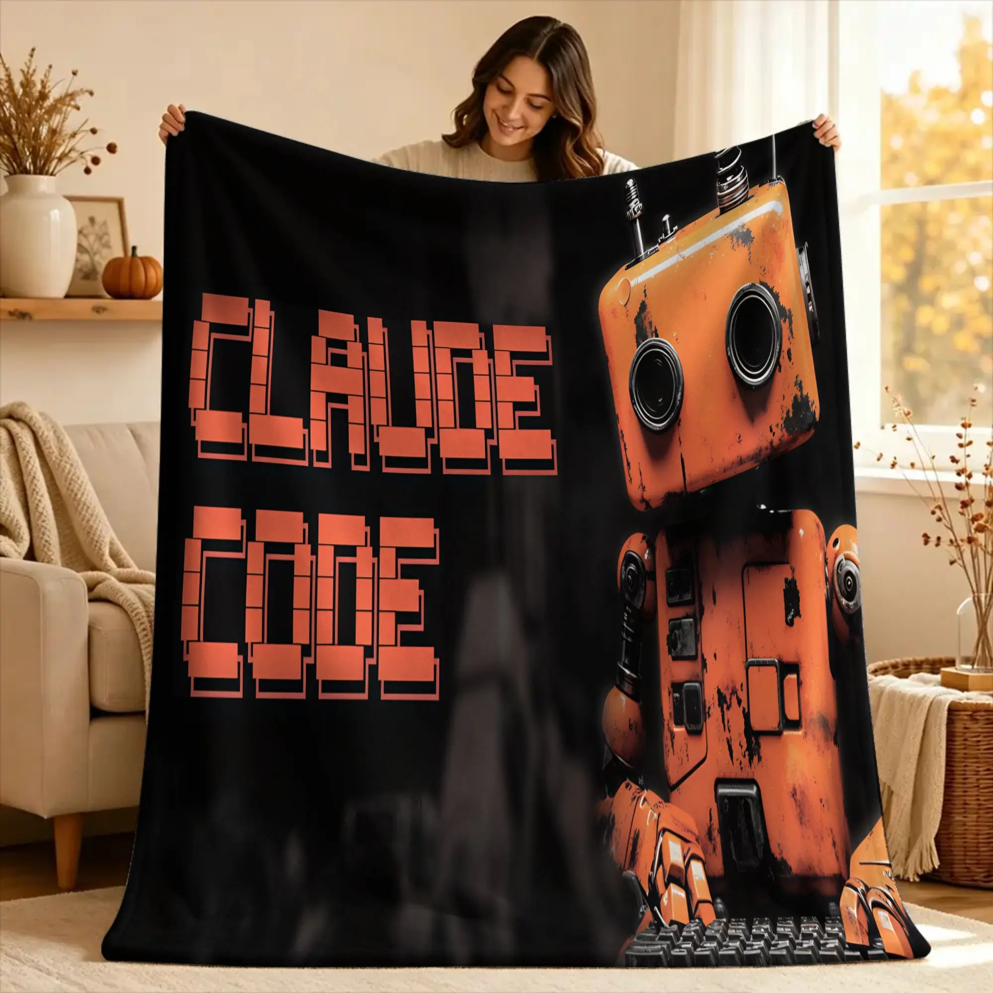 Code This Claude Blanket Quality Warm Soft  Throw Blanket Winter Child Couch Chair Print Bedspread