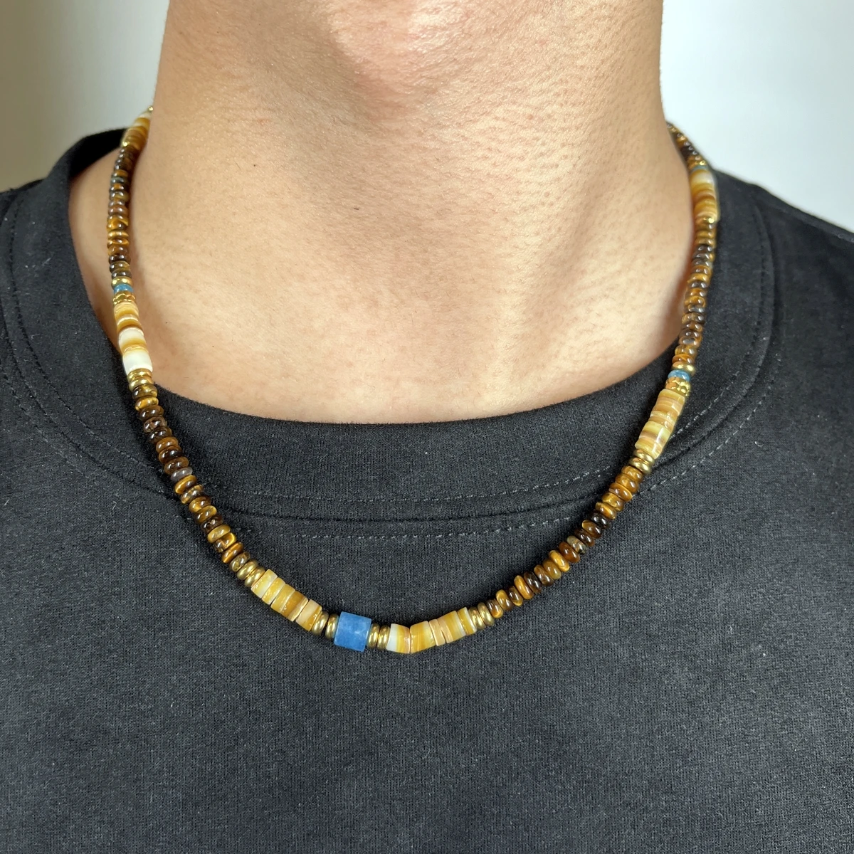 جديد البوهيمي الرجال مطرز قلادة النمر الحجر الطبيعي شل حجر موضة الاتجاه تصميم الحد الأدنى قلادة هدية تذكارية