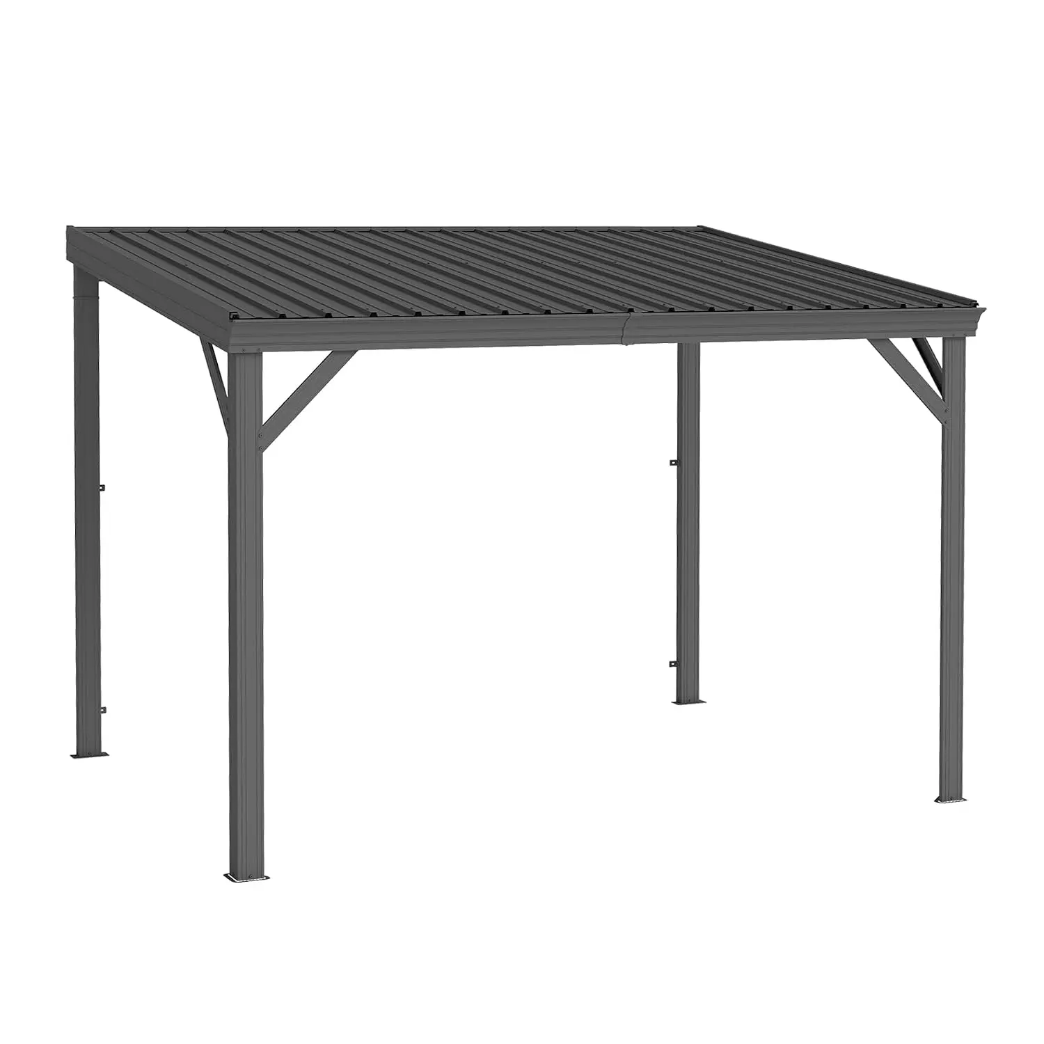 Wall-Mounted Lean-to Gazebo 8' 10' Gray Galvanized Steel Roof, Customized