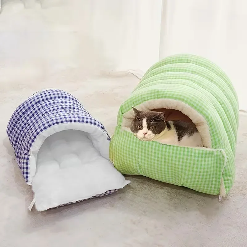 

Four Seasons Removable and Washable Cat House Cat Sleeping Bag, Winter Warm Nest,Enclosed Cat House,Detachable Multi-Purpose