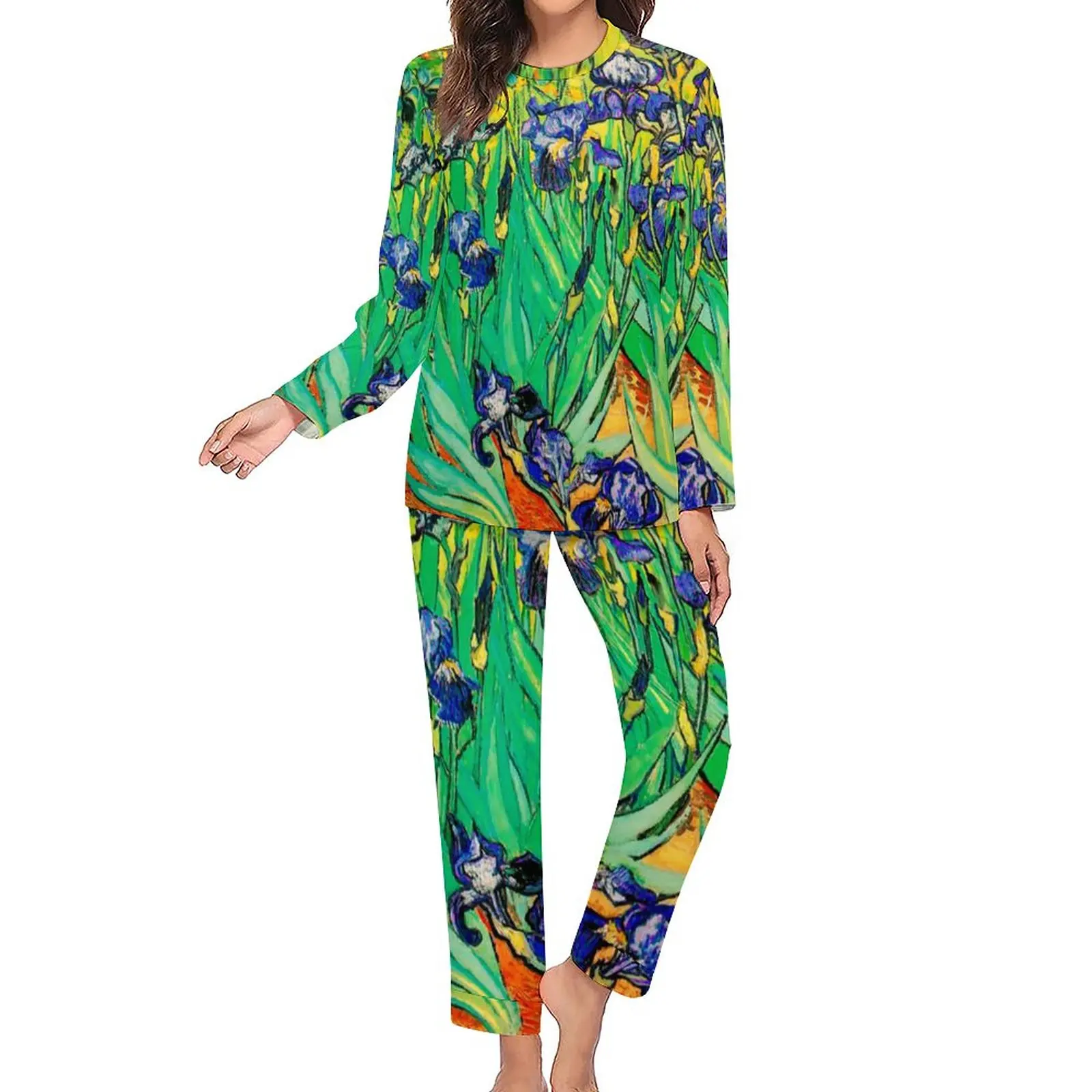 Van Gogh Pajamas Lady Irises St Remy Kawaii Home Suit Daily 2 Piece Bedroom Oversized Pajama Sets