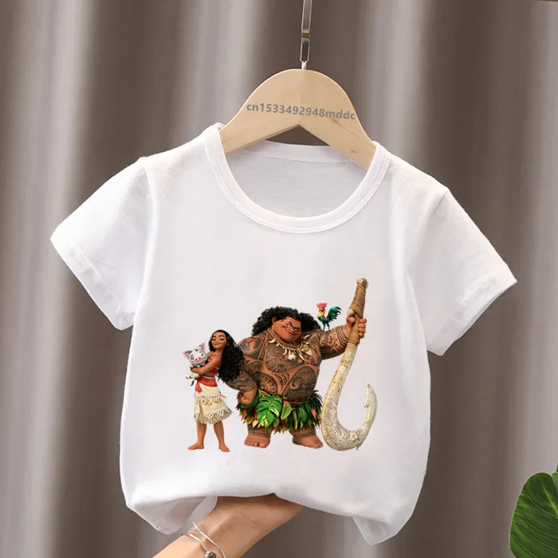 رائجة البيع موانا المحيط الرومانسية الأميرة طباعة لطيف الاطفال تي شيرت الفتيات ملابس طفل الفتيان قصيرة الأكمام تي شيرت الصيف الأطفال بلايز