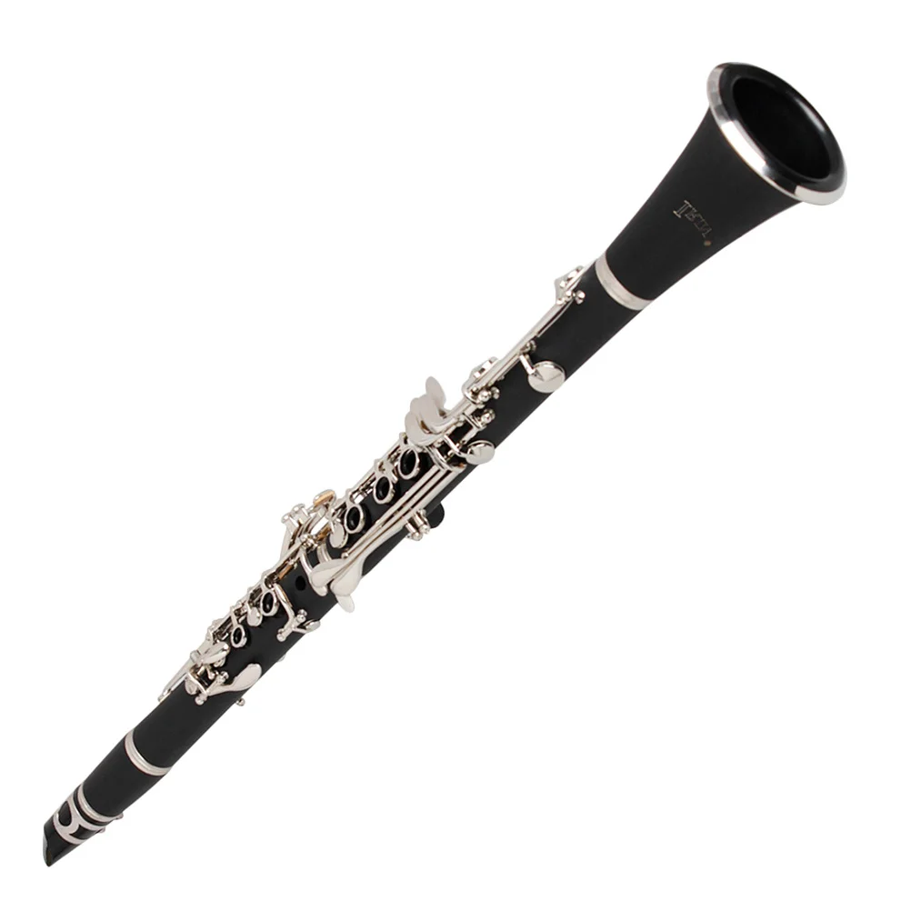 Per principianti Adulti Strumento per clarinetto piatto da concerto B a grandezza naturale con custodia Kit di accessori per panno per la pulizia, pratica
