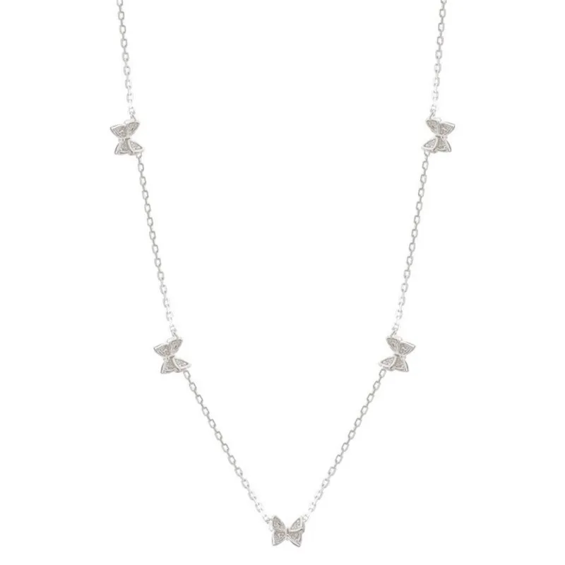 PANJBJ 925 en argent Sterling papillon Zircon collier pour les femmes doux bureau tempérament tour de cou bijoux cadeau livraison directe