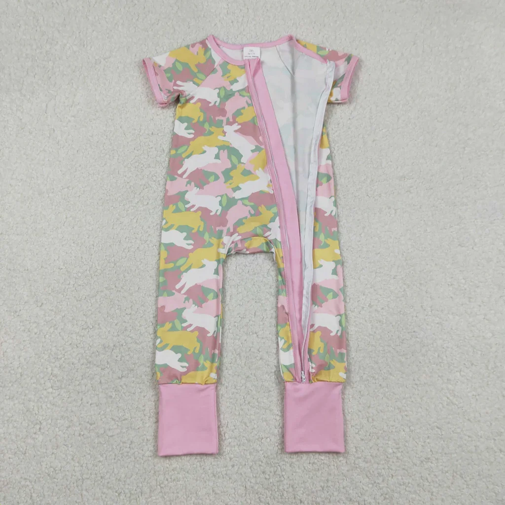 Easter Rabbit Pink Baby Sleepers Footie Romper