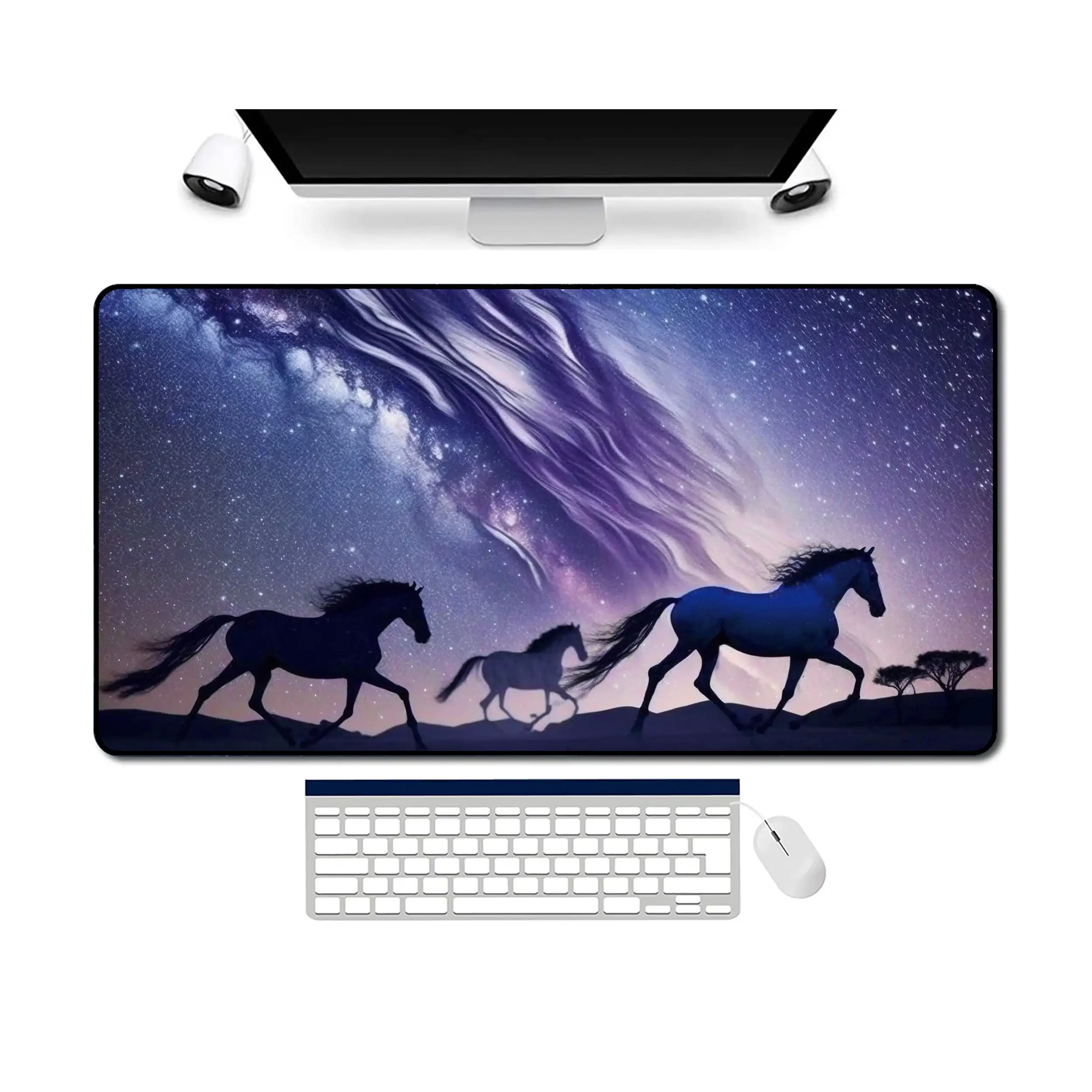 

Фиолетовый коврик для стола Horse Dream, нескользящий водонепроницаемый коврик для мыши, коврик для декора офисного и игрового стола, идеальный подарок для друзей.
