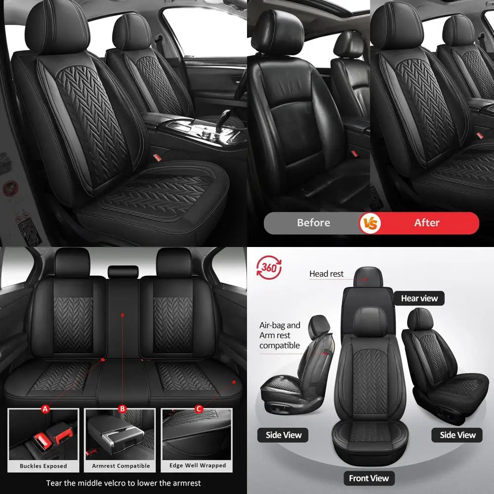 Seat Covers for Car,Car Seat Covers Full Set Waterproof Automotive Seat Covers Car Seat Protector Seat Cover Set Black Seat Cove