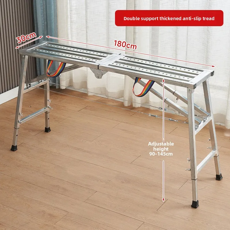 Verdikte stalen paardenkrukladder, mobiel werkplatform, opvouwbaar steiger met dubbele steun, technische ladder voor binnendecoratie