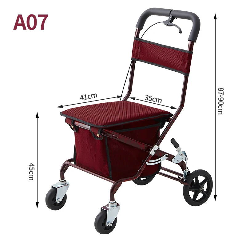 Elderly trolley foldable elderly shopping cart seat can sit four wheels can push shopping cart