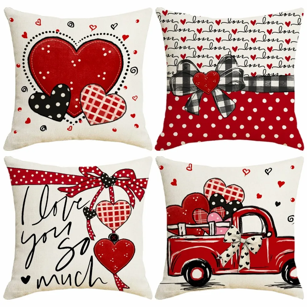 

4pcs Valentine's Day Pillow Cover Suitable for Valentine's Day Wedding Party Decoration Cushion Cover