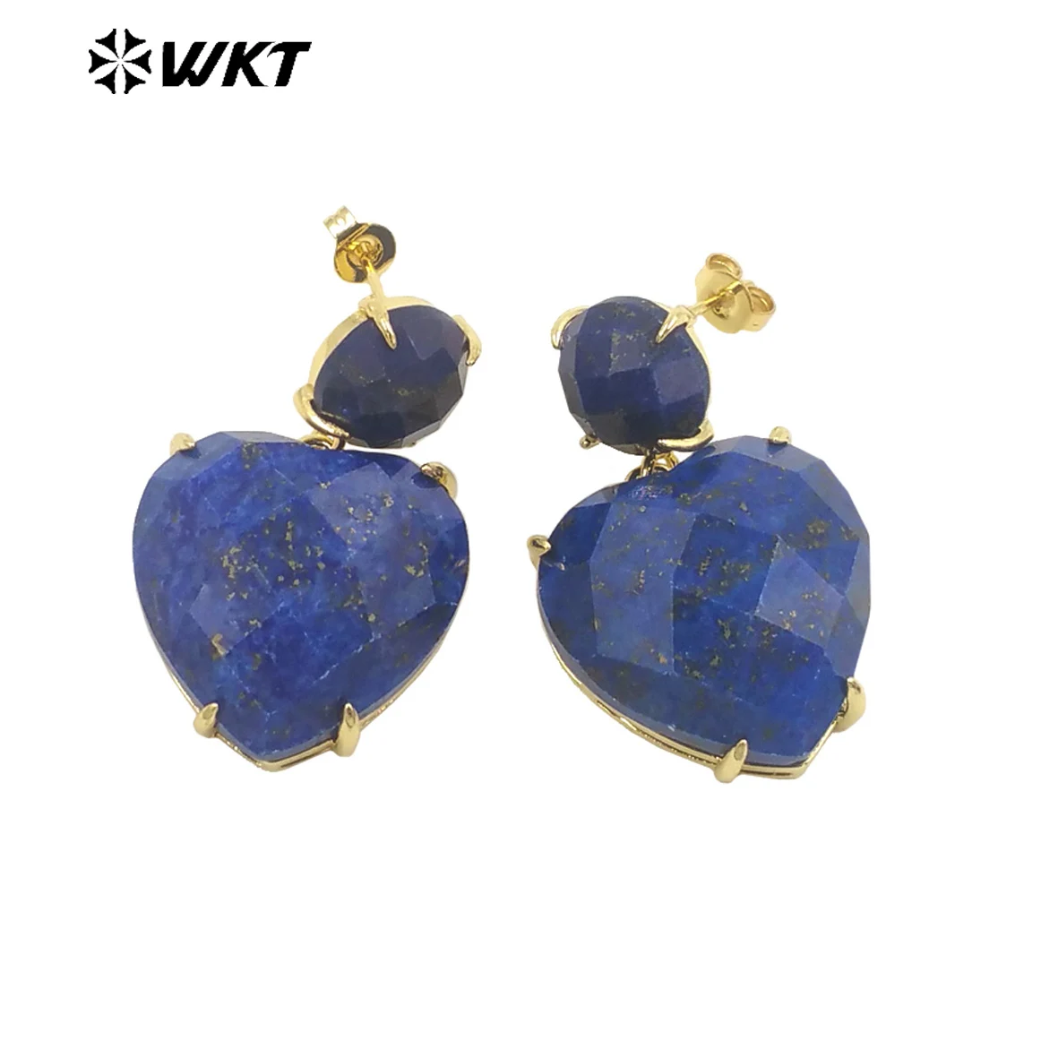 WT-E719 Classical Irrregularity Heart-Shaped High Quality Gemstone Exquisite Gold Plated Commuter Earrings