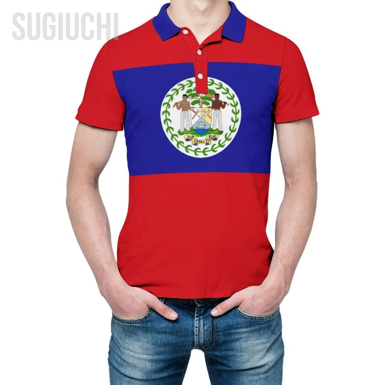 Unisex Polo Shirt Belize Flag 3D Print Man Polo Fashion Clothing Tracksuits Short Sleeves