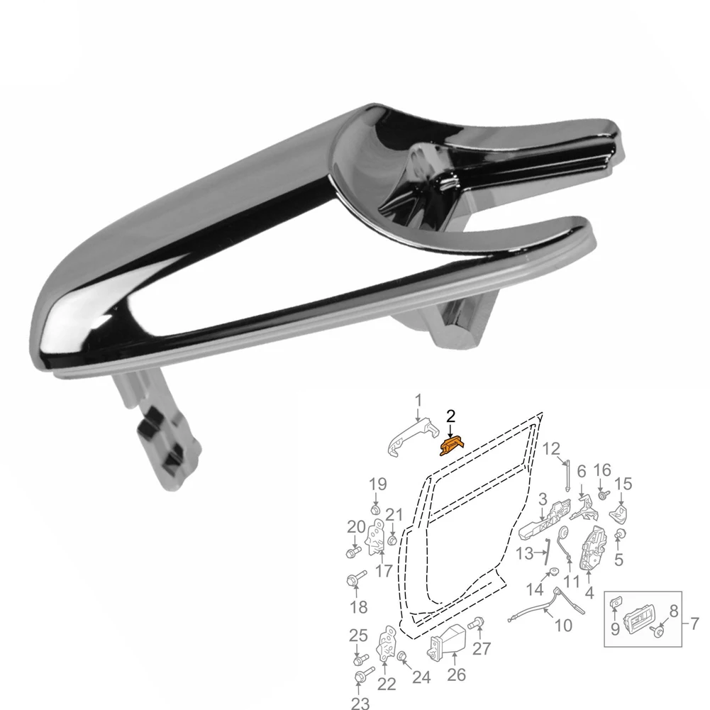 1pcs Door Handle Cap Key Cover Front Right Rear Left Rear Right Electroplating Process 8A8Z-74218B08-AA Chrome