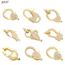 JUYA 18K Gold Plated Clasps Fasteners Connectors AAA CZ Zirconia Lobster Lock Clasps For DIY Jewelry Making Accessories