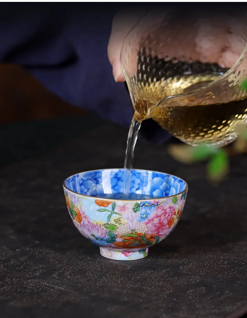 LMM hand-painted enamel color Wanhua master cup high-end personal use, ceramic teacup