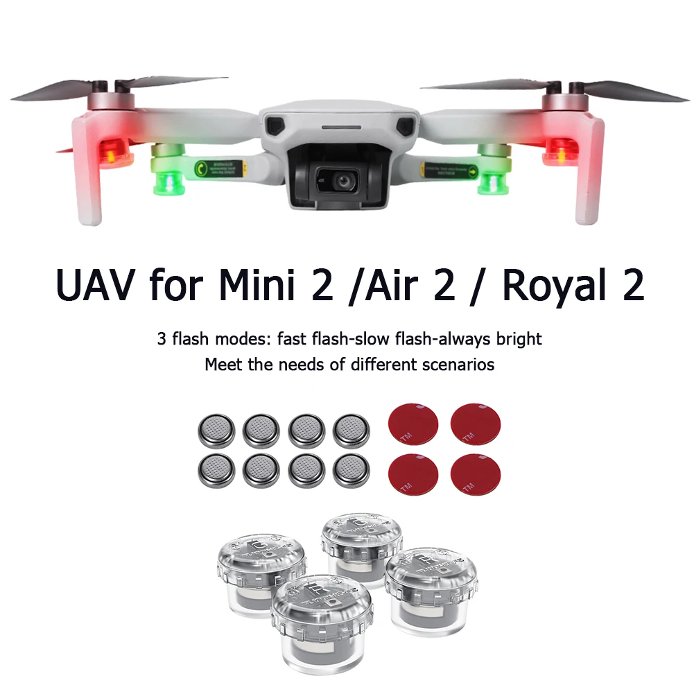 4 шт., волшебная маленькая светодиодная вспышка, стробоскопическая лампа, аксессуары для ночной безопасности, вспышка для дрона, ночник для DJI Mini 2, аксессуары