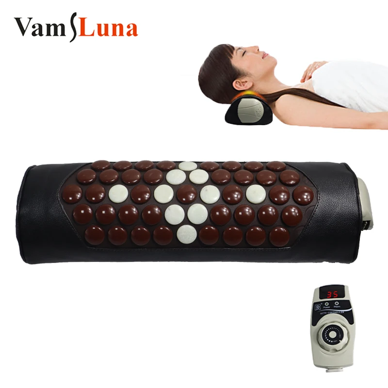 Jade Pillow Tourmaline Neck Massage Pillow Relieve Insomnia Relieve Pain Hot Stone Therapy Adjustable Temperature 30-70°C