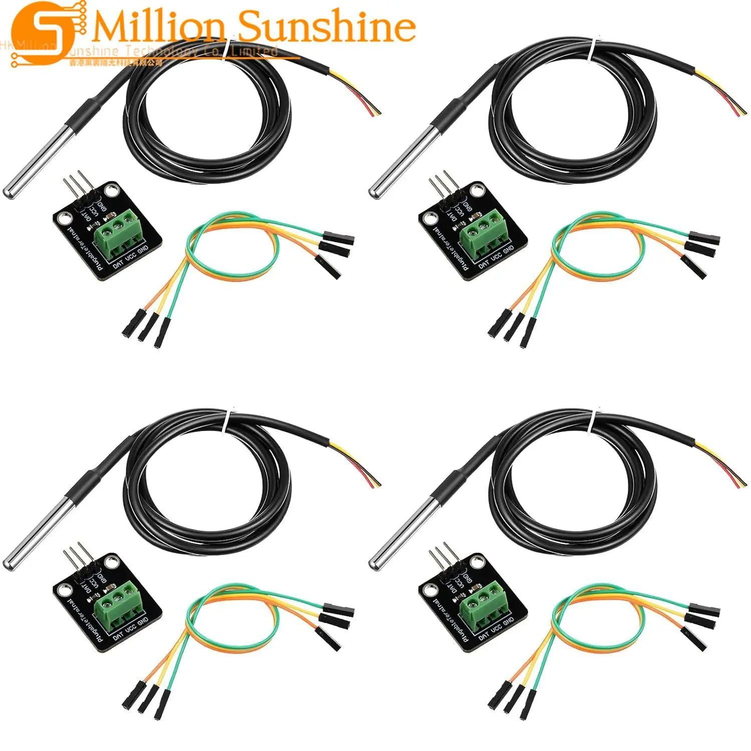 Image of DS18B20 Digitales Temperatursensor-Modul-Kit mit 1M/3,2ft Sonde Hohe Genauigkeit für Arduino ESP32 STM32 Raspberry Pi