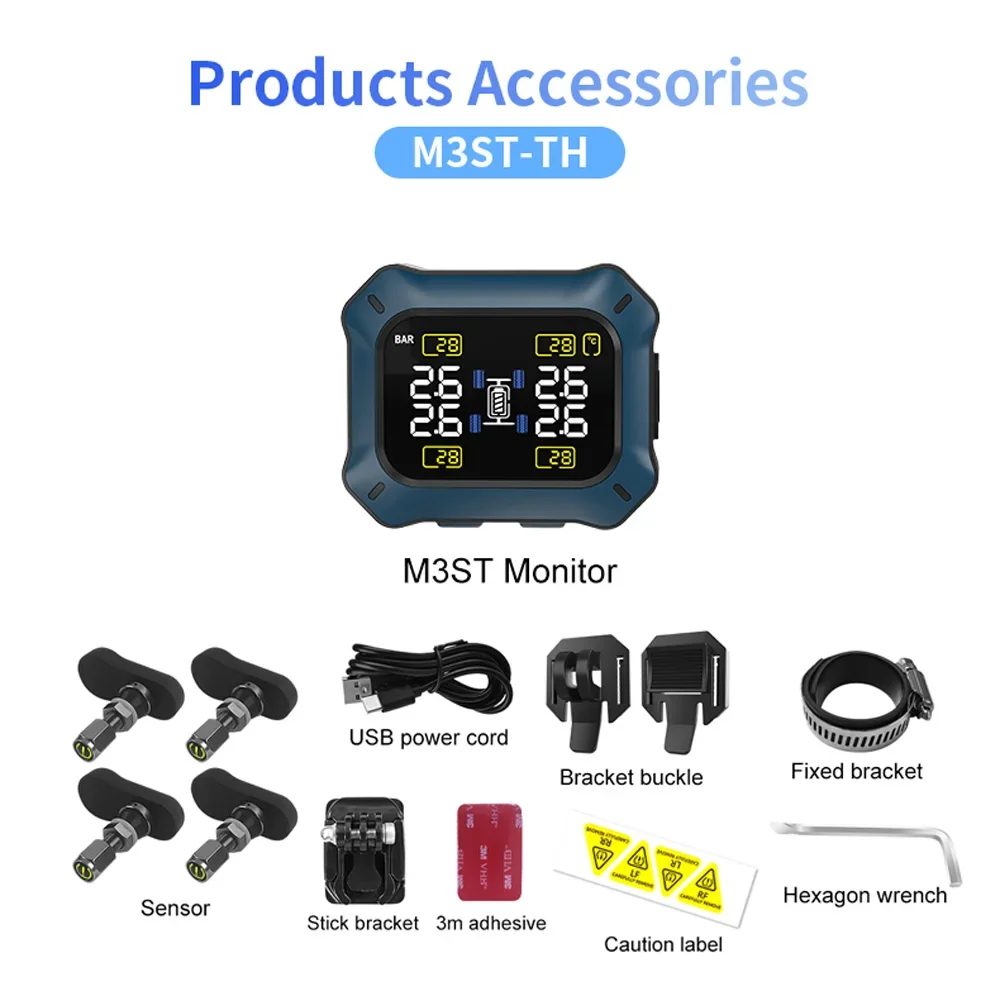 

Universal Internal Tire TPMS Kit For Motorcycle LCD Display Monitor + 4PCS Sensor for POLARIS HONDA Suzuki 4-Wheeled Motorcycle