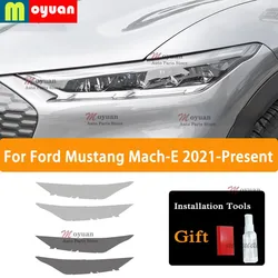 For Ford Mustang Mach-E 2021-2022 Front Light Headlamp Transparent Smoked Black TPU Sticker Car Headlight Protective Film Repair