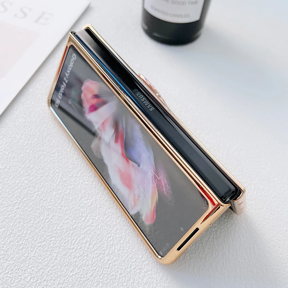 Glitter Gradient Foldable Phone Case For Samsung Galaxy Z Fold Flip 7 6 5 4 3 Rhinestone Ring Kickstand Protective Phone Cover - view 3