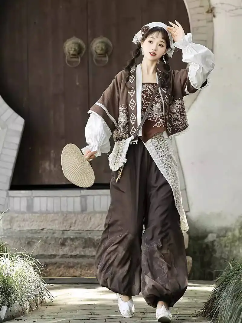 

Новые трусики Han Elements, улучшающие ханьфу, женские повседневные фиесты, карнавал, Хэллоуин, косплей, пальто, рубашка, ремни