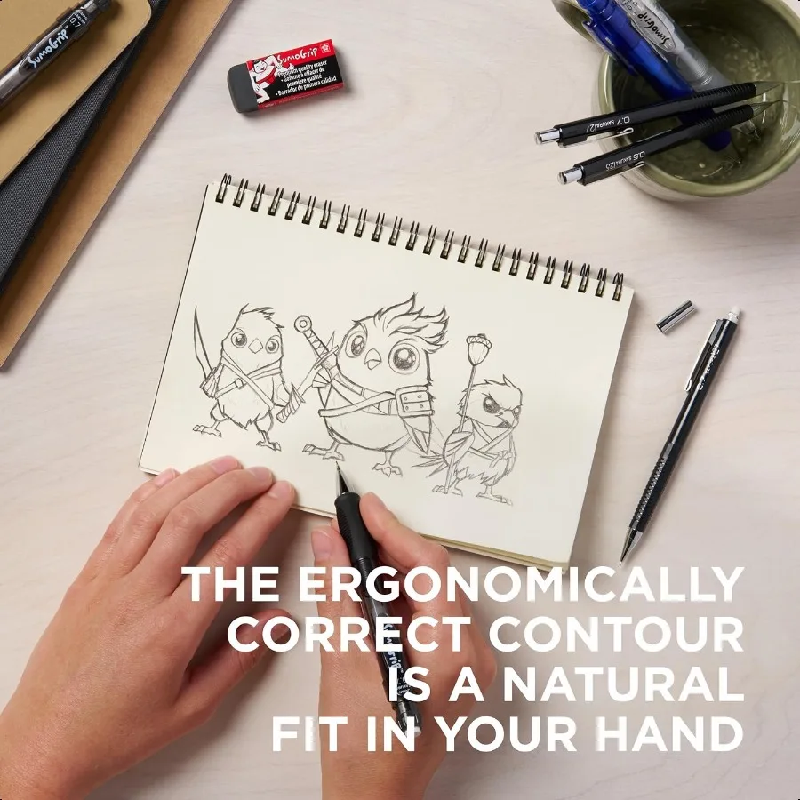 SumoGrip Lápiz con Comfort Grip 0,7 mm Lápiz mecánico ergonómico Gris Claro