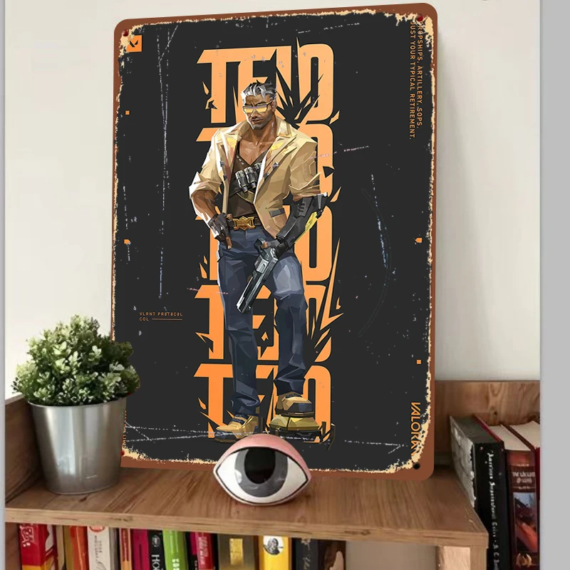 Valorant Protocol Cole Character Metal Wall Art Decor for Game Room Home Decoration
