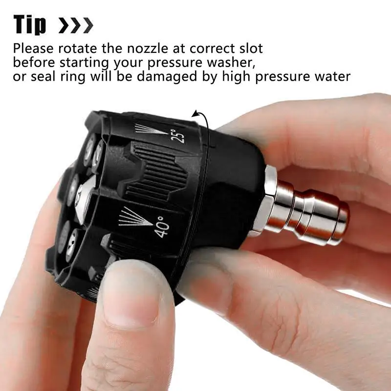 1Pc 6In1 Power Washer Nozzle's,With 1/4 Inch Quick Connector,0 15 25 40 Degree Rotation Watering Rinse Soap Nozzle Tip.*