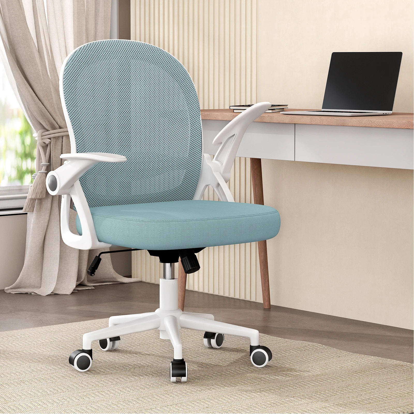 Office Chair Ergonomic Desk Chair Cover Folding Armrests, Height Adjustable, Computer Chair, Lightweight Chair 360° Swivel Chair