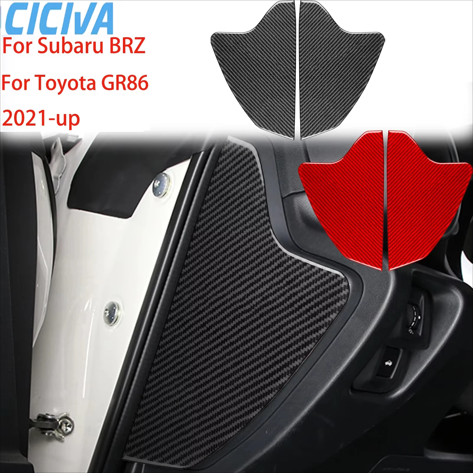 

For Subaru BRZ for Toyota GR86 2021-2024 Carbon Fiber Dashboard Sides Door Groove Slot Interior Cover Stickers Car Accessories