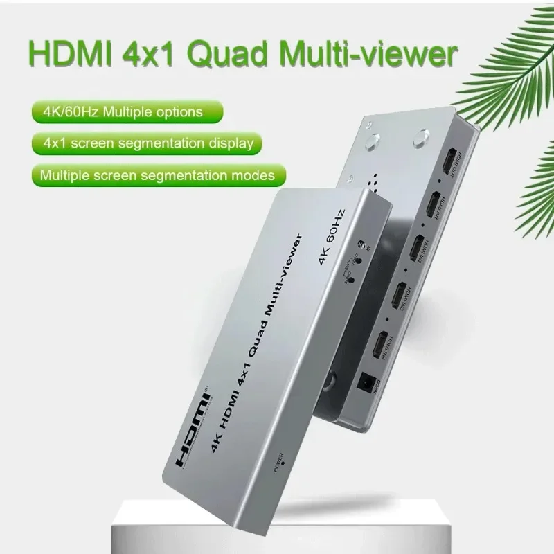 4K@60Hz HDMI 4X1 Screen splitter Quad Multi-Viewer Switcher 4 in 1 out Screen Multiviewer Seamless Switch for 180'270' Flip PIP