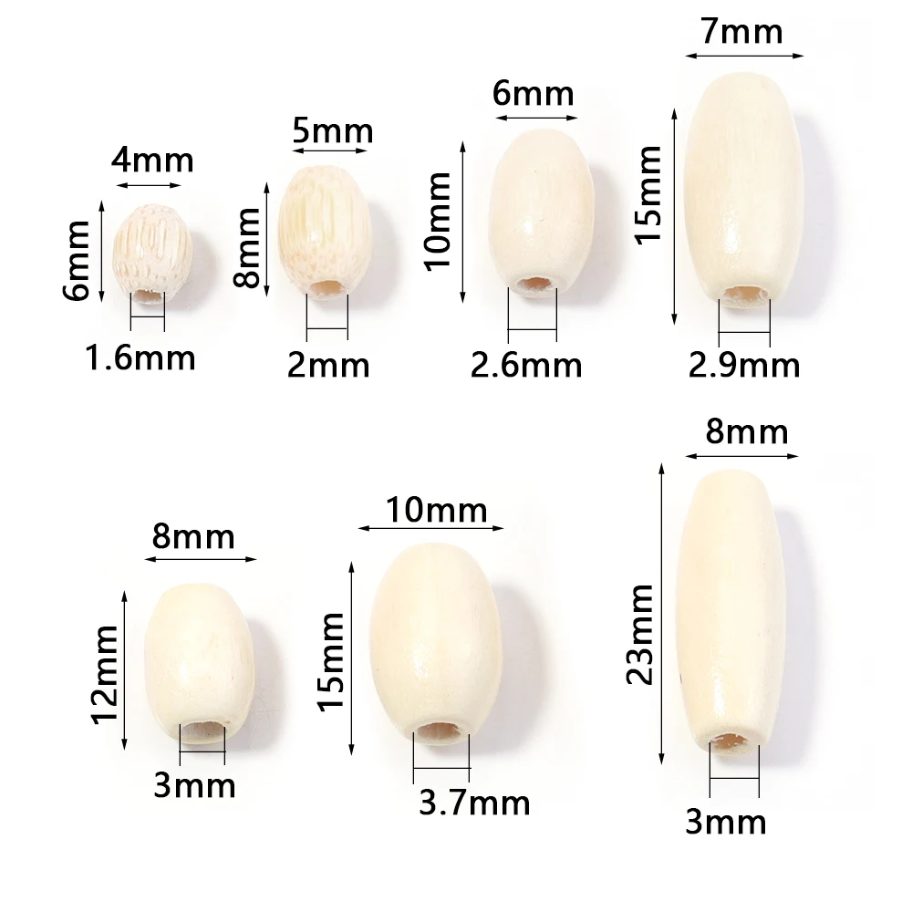 100-500pcs/lot Oval Natural Wooden Beads White Baseball Shape Loose Spacer Wood Beads For DIY Crafts Bracelet Jewelry Wholesale