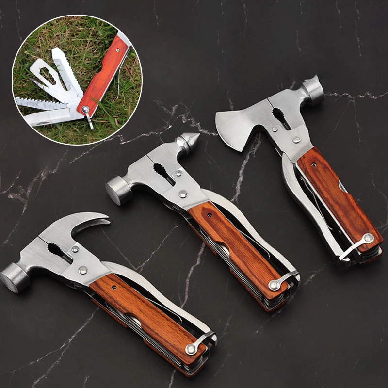 

Outdoor Portable EDC Stainless Steel Multifunctional Emergency Axe Hammer Camping First Aid Tool