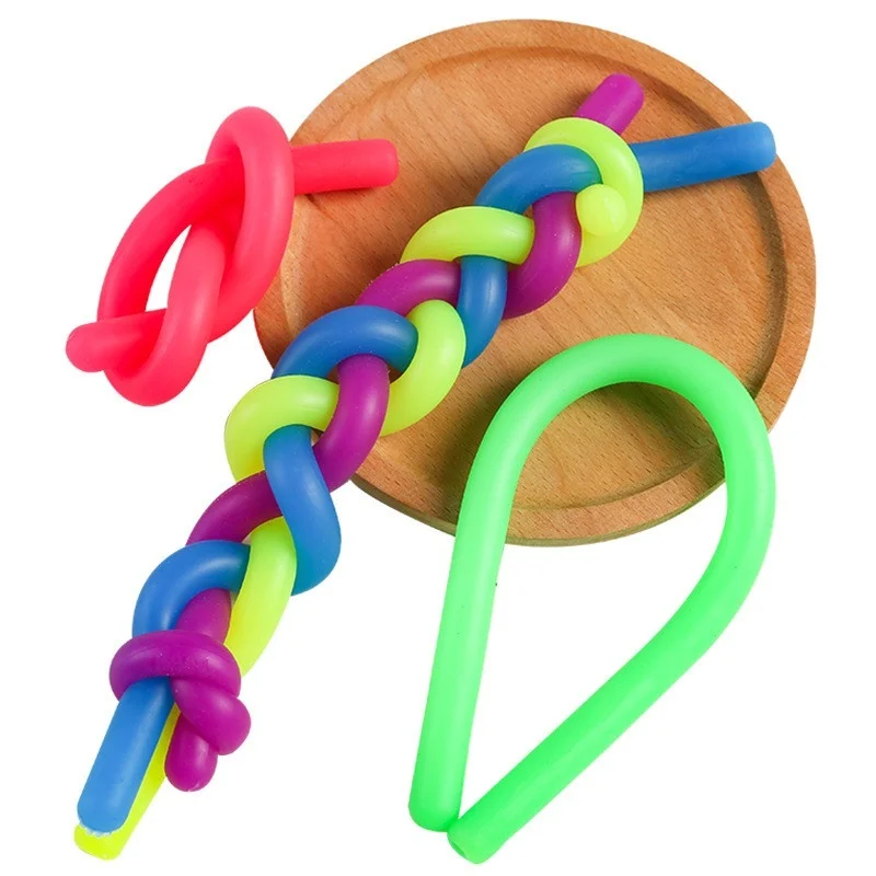 Colorful Soft Rubber Decompression Elastic Rope Toys Wholesale Children DIY Winding Pull Noodle Rope Toy Party Game Props Gifts