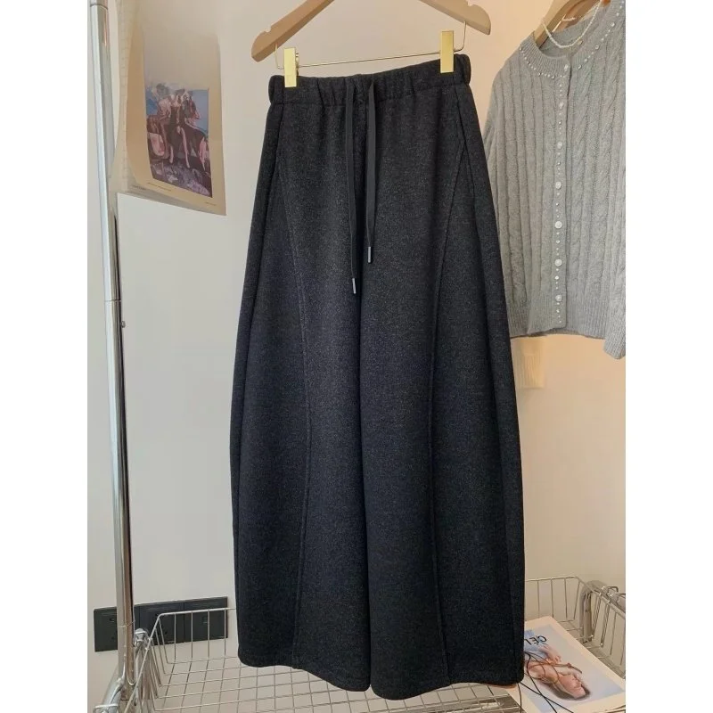 

Men's Casual Fce Lined Wide Leg Pants Loose Fit Comfortable Autumn Winter Trousers High Waist Elastic Waist Straight Tube