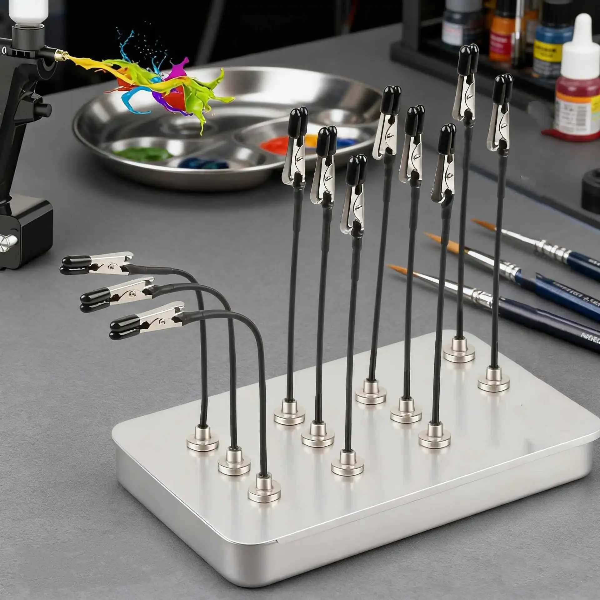 360° Adjustable Flexible Long Arm Alligator Clip with Rubber Tips Magnetic Helping Hand Holder Tool forCraftDIY Soldering Repair