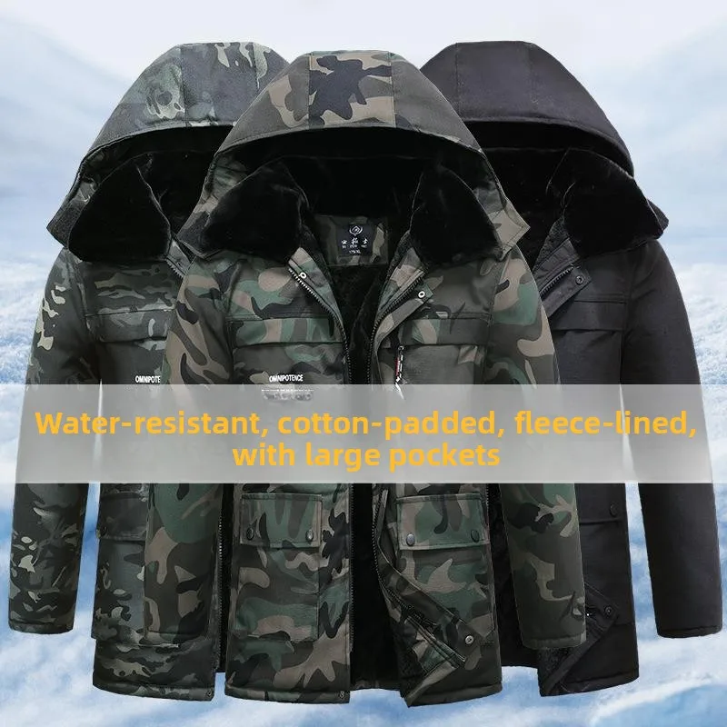 

Мужское зимнее камуфляжное пальто Thiened Fce на подкладке, рабочая одежда для холодного хранения, свободная хлопковая куртка на молнии