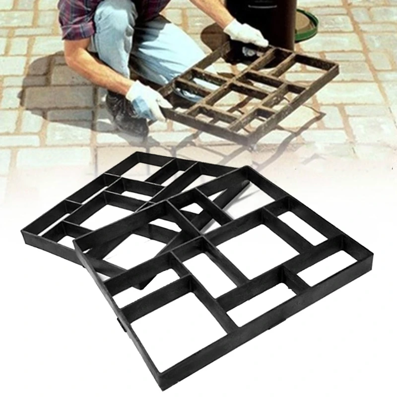 Garden DIY Plastic Driving Way Paving Mould Step Stone Maker Cement Mold 10Grids