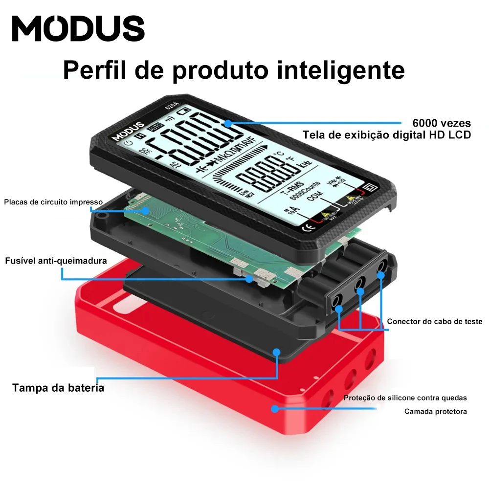 Profesional Smart AC/DC Multimeter Digital Penguji Multimeter Transistor 6000 Counts Rms Meteran Resistansi Suhu Diri